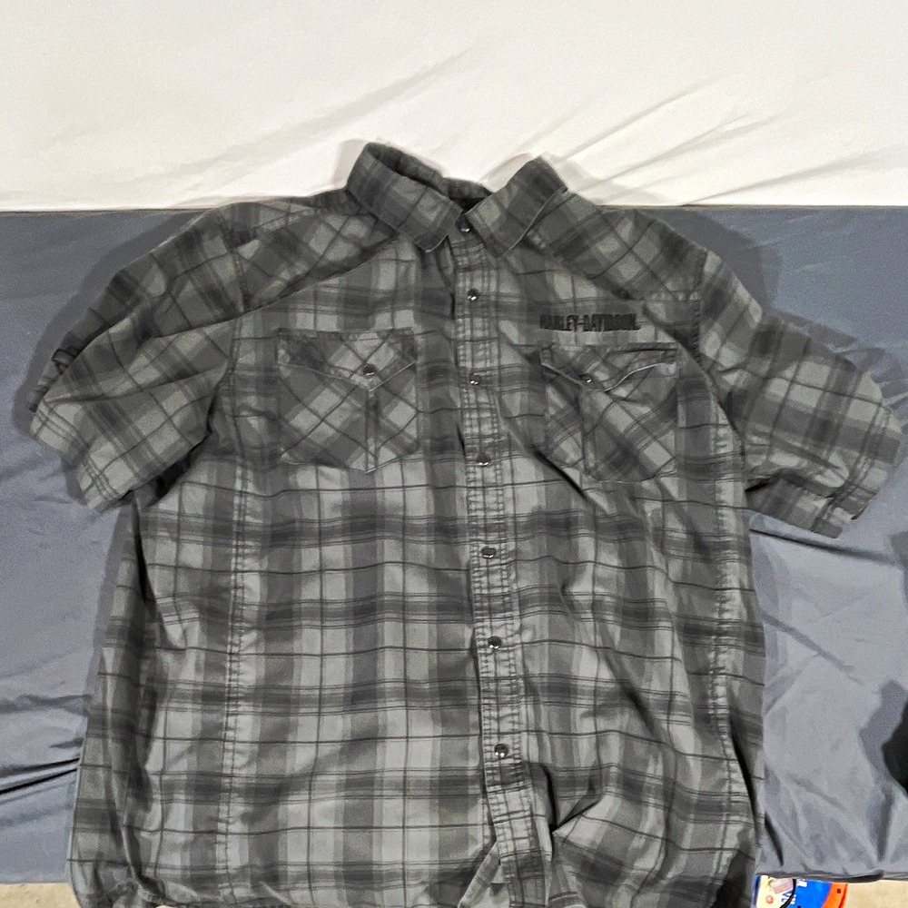 Harley-Davidson Men's Plaid Short-Sleeve Button-Up Work Shirt